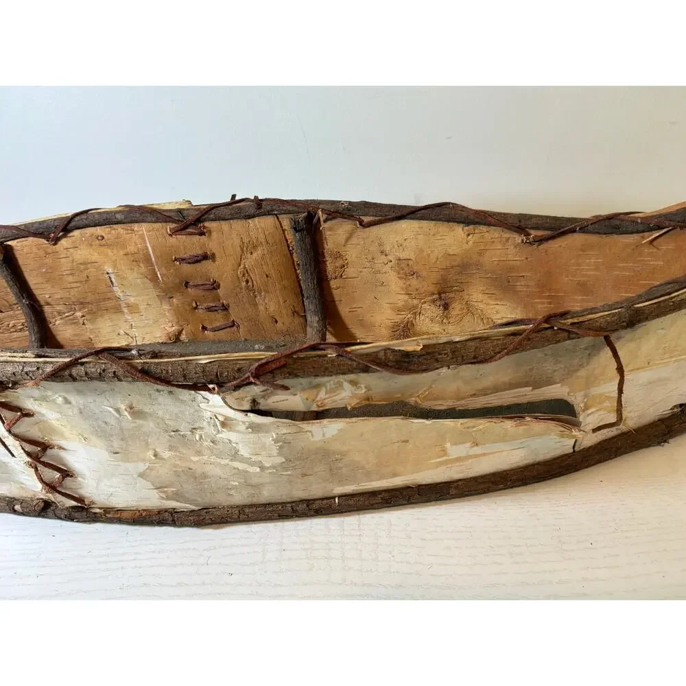 Hand Crafted American White Birch Bark Canoe 33